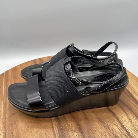 Dansko Sandals Womens 10.5 / 41 Black Wedge Platform Elastic Strap Comfort Shoes - Picture 3 of 8